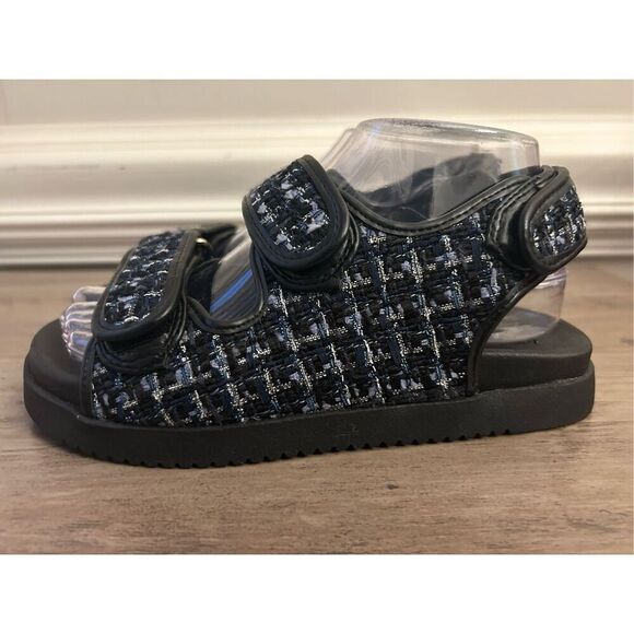 Aqua Womens Navy Plaid Padded Margo Round Toe Platform Slingback Sandals 6M new - Picture 4 of 10